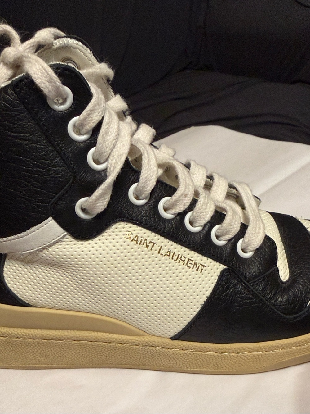 Saint Laurent Black & White High-Top Sneaker